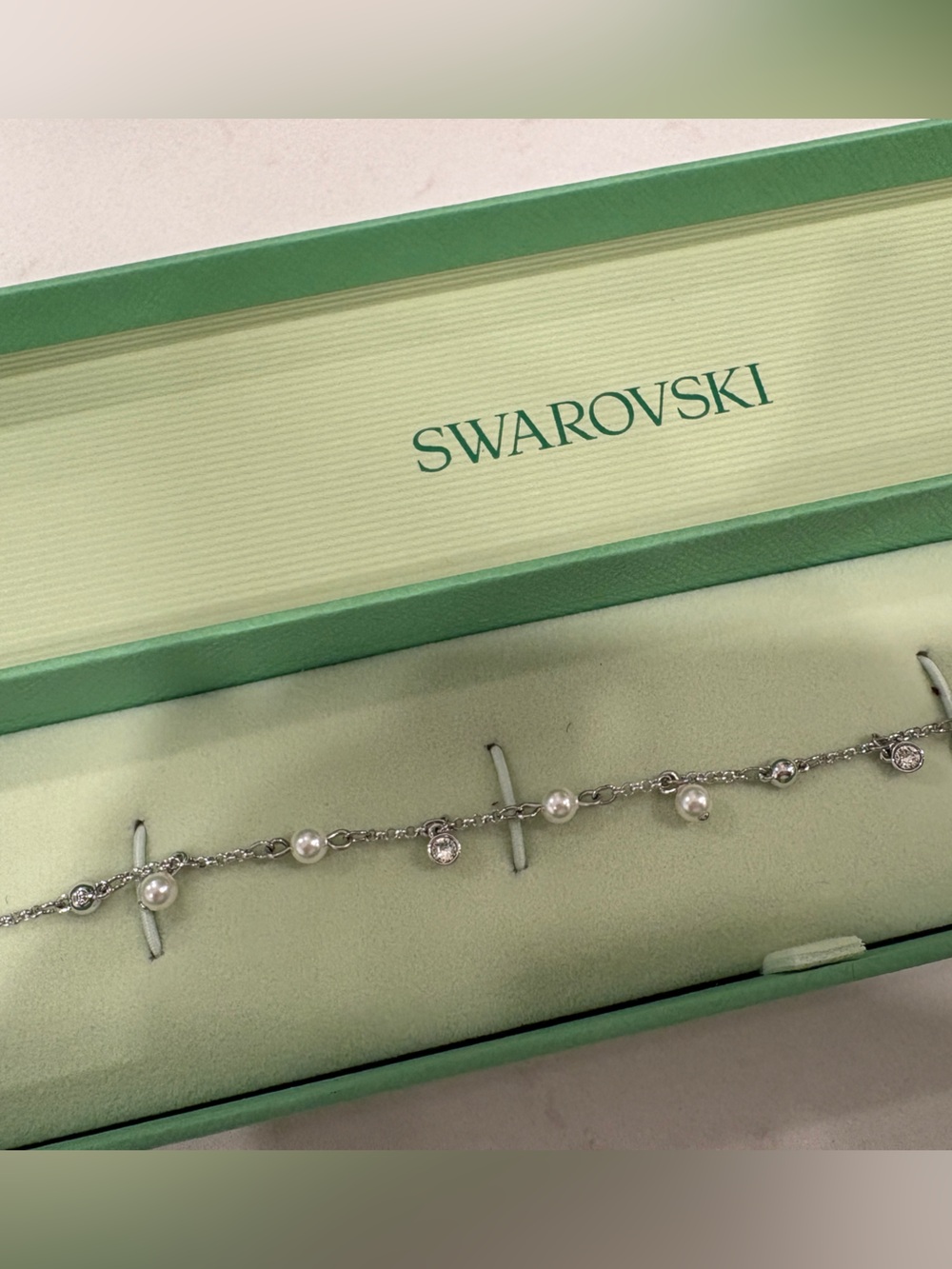 SWAROVSKI Silver Bracelet with Pearl and Diamond accents